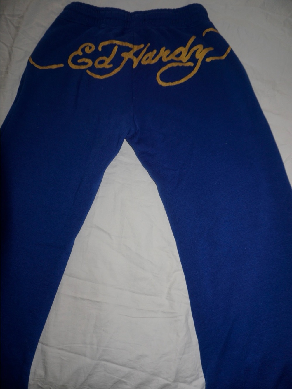Ed Hardy Royal Blue Joggers with Gold Script